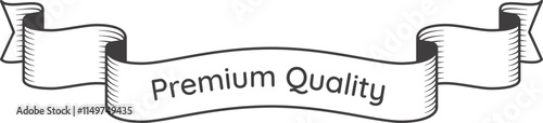 Premium quality ribbon banner symbolizing high standards and exceptional value, representing prestige and top tier products or services while conveying a sense of luxury and achievement