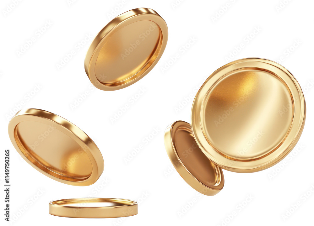 PNG Coins icon gold floating illustration.