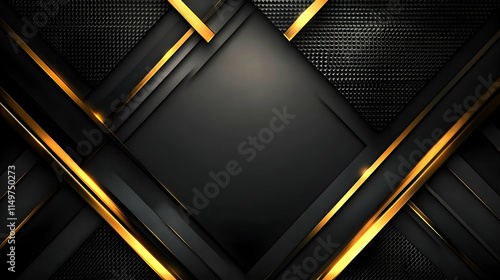 Geometric 3D abstract background with sharp, angular shapes, metallic surfaces, and contrasting colors like gold and black, offering a bold and sophisticated look photo