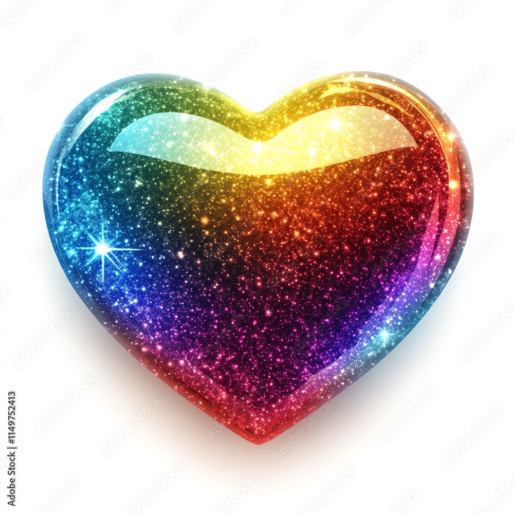 A vibrant rainbow heart with sparkling glitter, symbolizing love and diversity. A vibrant rainbow heart with sparkling glitter, symbolizing love and diversity.