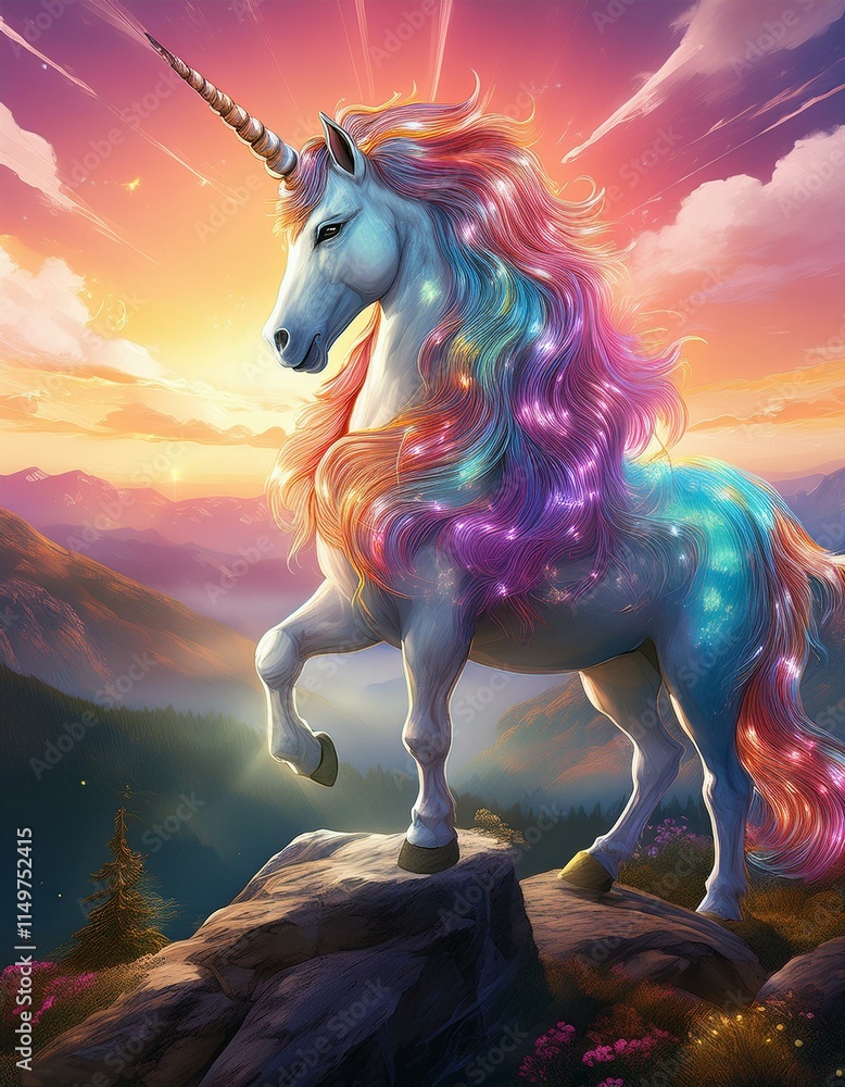 Generated image unicorn pastel horse in the mountains Generated image unicorn pastel horse in the mountains