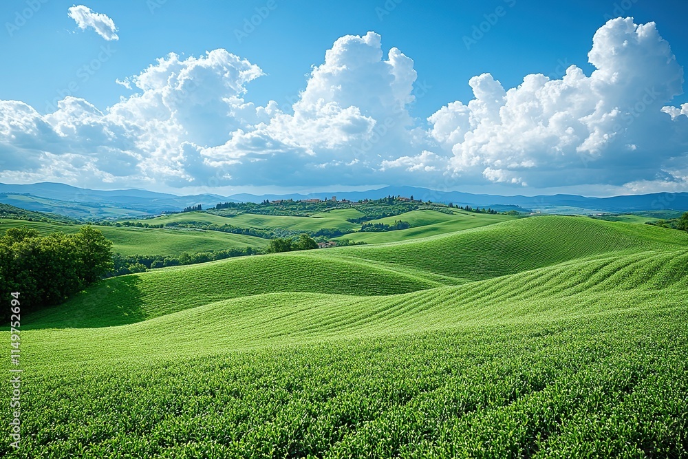 Naklejka premium Picturesque Tuscan Hills Under a Sunny Sky