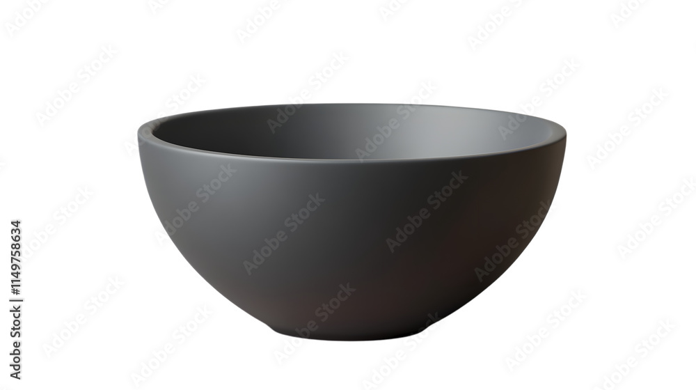 Dark gray ceramic bowl with a matte finish, ideal for modern and minimalist kitchen designs. Isolated on transparent background Dark gray ceramic bowl with a matte finish, ideal for modern and minimalist kitchen designs. Isolated on transparent background
