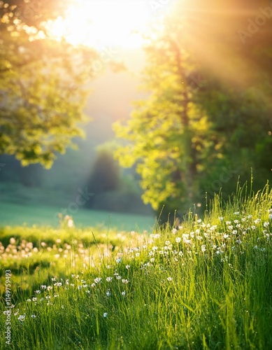 Generated image spring grass and flowers