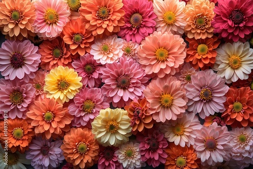 Vibrant Floral Arrangement of Dahlias in Warm Hues