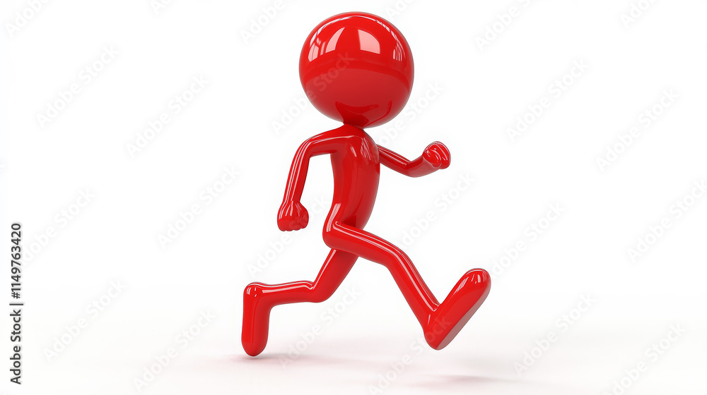 Running Stickman: Red on White. Generative AI Running Stickman: Red on White. Generative AI
