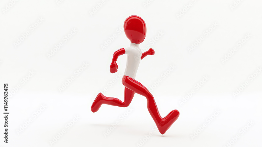 Running Stickman: Red on White. Generative AI Running Stickman: Red on White. Generative AI
