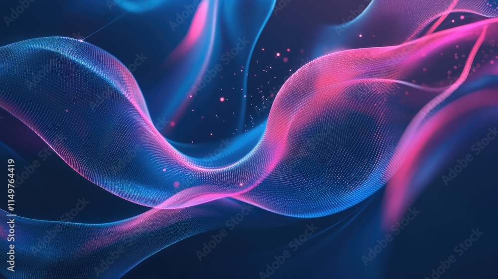 Fototapeta premium Big data analytics in a digital futuristic setting with swirling lines, blue tones, and algorithmic connections.