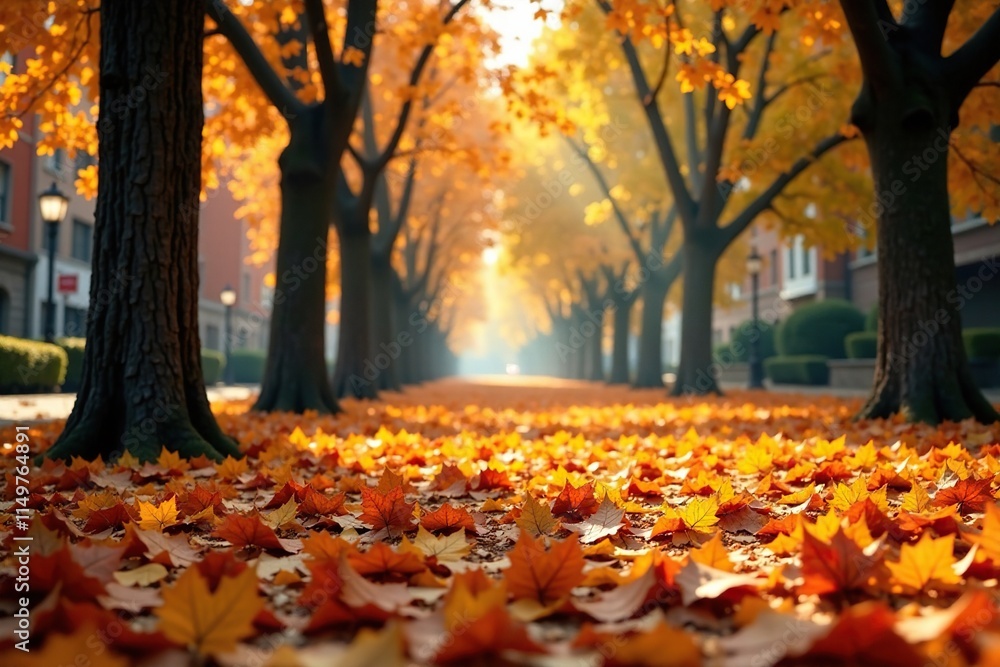 A carpet of fallen leaves underfoot with branches and tree trunks in the foreground, autumnal atmosphere, crunchy texture A carpet of fallen leaves underfoot with branches and tree trunks in the foreground, autumnal atmosphere, crunchy texture