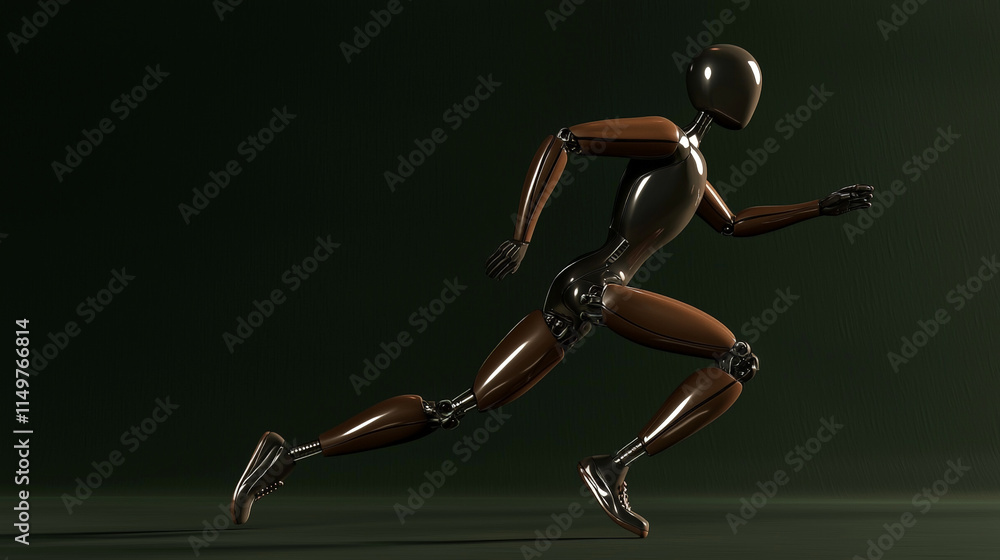 Fototapeta premium Dynamic Stickman: Leather-Textured Motion. Generative AI