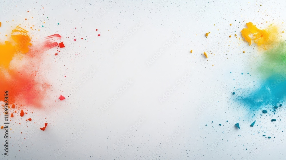 Fototapeta premium Colorful Splashes of Powder on White Background