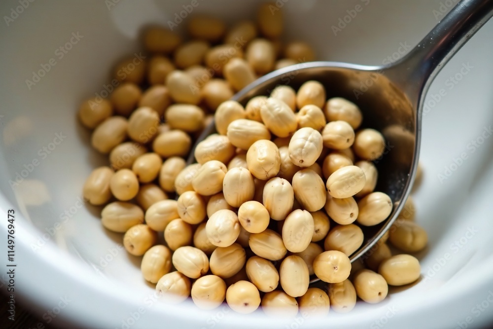 A handful of peanuts washed clean in a porcelain sink, clean, utensils A handful of peanuts washed clean in a porcelain sink, clean, utensils