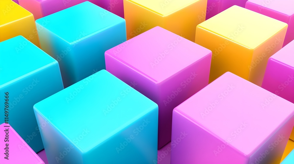 Colorful abstract blocks arrangement digital art vibrant environment aesthetic view modern concept Colorful abstract blocks arrangement digital art vibrant environment aesthetic view modern concept
