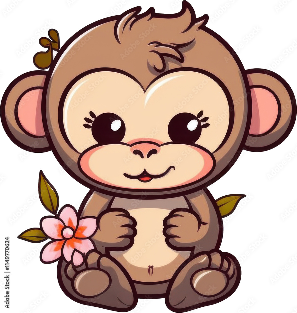 Fototapeta premium Adorable Monkey Sticker
