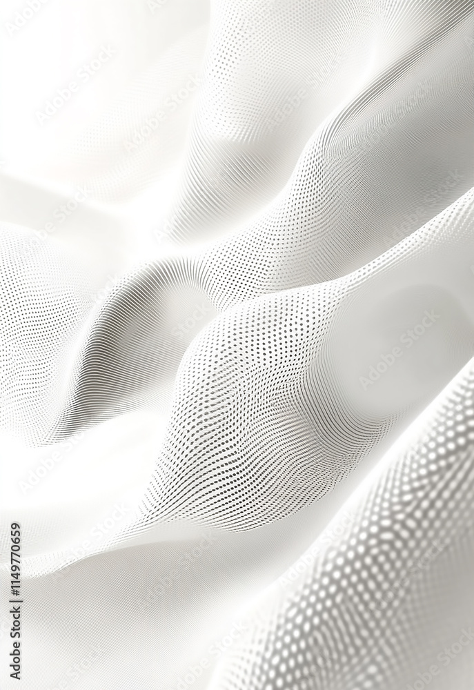 The soft and flowing texture of white fabric is perfect for a diverse range of fashion and textile design projects Close-up view of white sports fabric with textured pattern. Small holes create dept
The soft and flowing texture of white fabric is perfect for a diverse range of fashion and textile design projects Close-up view of white sports fabric with textured pattern. Small holes create dept