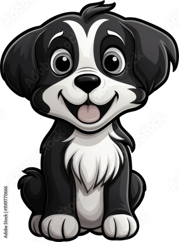 Black and White Puppy Sticker photo