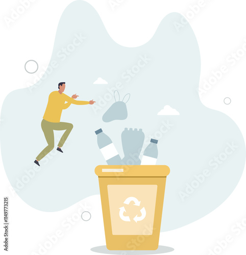 Sustainable lifestyle concept.character recycling plastic garbage.flat characters.