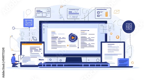 Wallpaper Mural Data analysis process digital workspace infographic modern office overview technology insights Torontodigital.ca