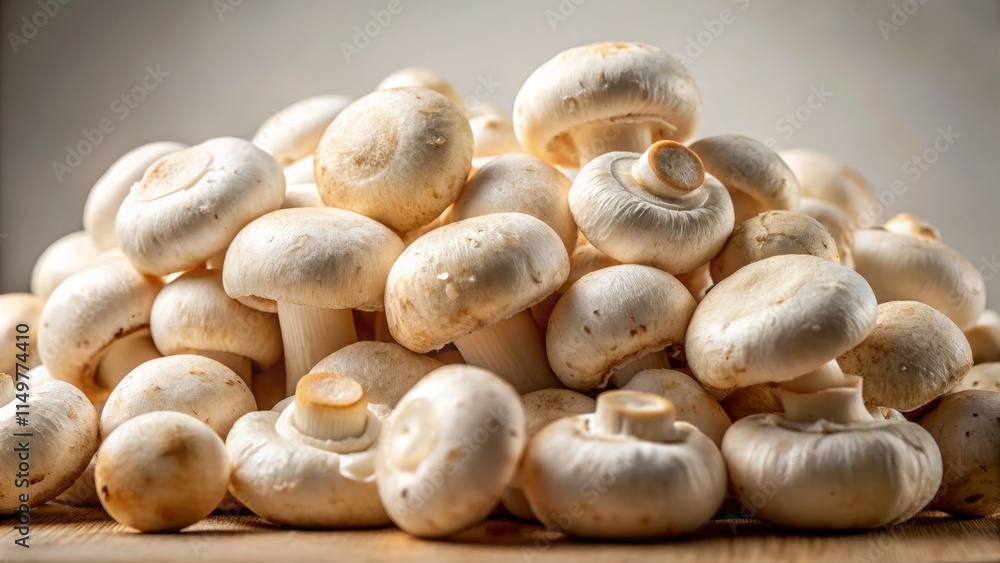 Ready to Eat Button Mushrooms - Medium Shot Food Photography Ready to Eat Button Mushrooms - Medium Shot Food Photography