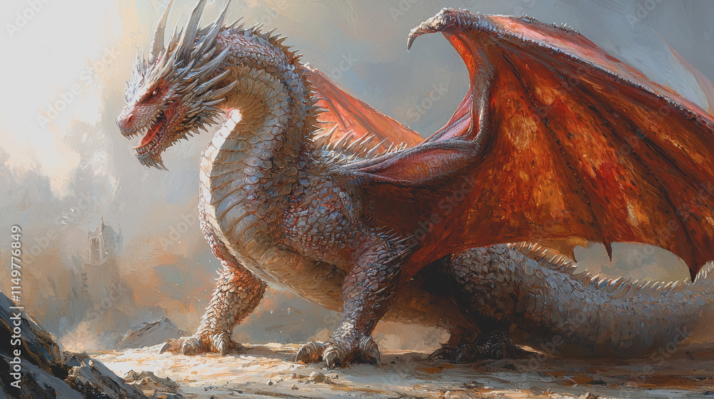 Stunning red dragon painting with white face showcasing intricate details and vibrant colors in a fantasy art style perfect for home decor or thematic illustrations Stunning red dragon painting with white face showcasing intricate details and vibrant colors in a fantasy art style perfect for home decor or thematic illustrations