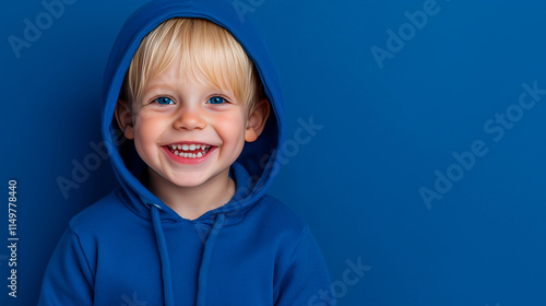 Smiling Toddler in Blue Hoodie