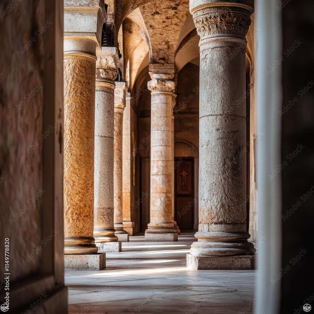 columns in Klis Church, revealing the stunning interior with a focus on the beautiful stone craftsmanship, columns in Klis Church, revealing the stunning interior with a focus on the beautiful stone craftsmanship,
