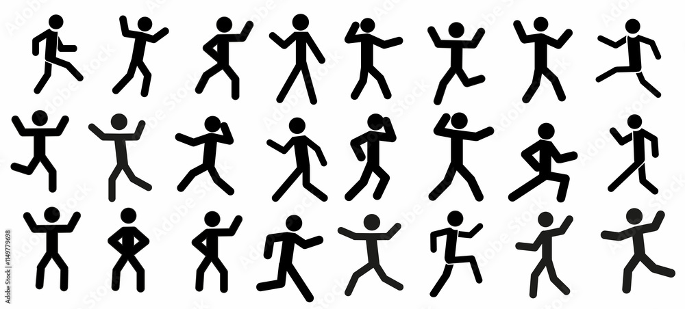 a large set of silhouettes, pictographs of human figures in different poses, people doing sports, healthy lifestyle a large set of silhouettes, pictographs of human figures in different poses, people doing sports, healthy lifestyle