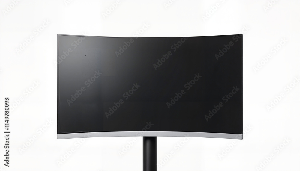 Sleek curved monitor display in a minimalist office environment showcasing modern technology for productive workspaces Sleek curved monitor display in a minimalist office environment showcasing modern technology for productive workspaces