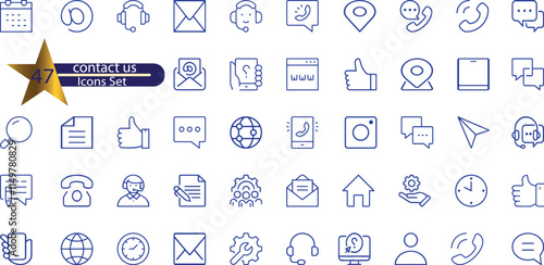 Contact us icon collection set. Containing phone, email, chat, location, smartphone, 