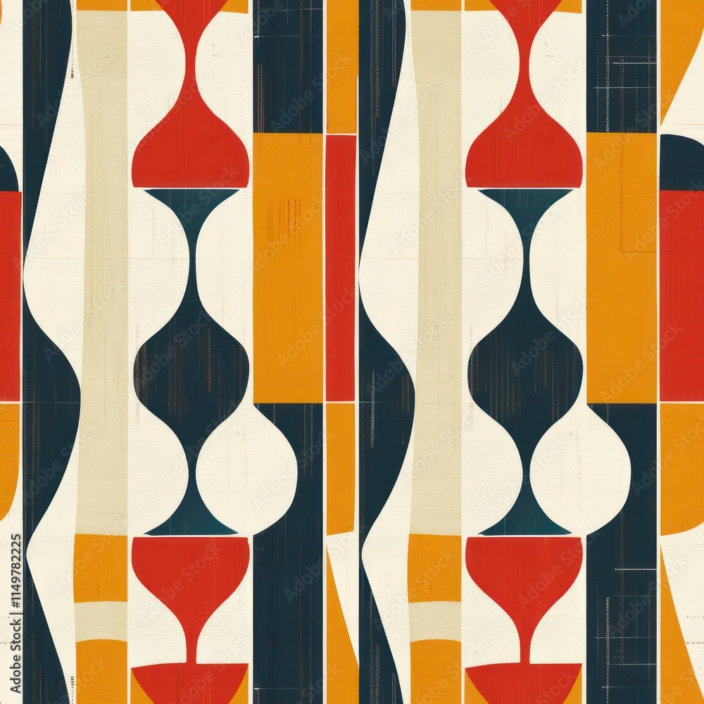 Fototapeta premium vintage old retro abstract shape illustration picture trend colorful seamless pattern tile poster creativity century art