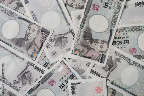 Wallpaper Mural A collection of close-up photos of the Japanese 10,000 Yen banknote Torontodigital.ca