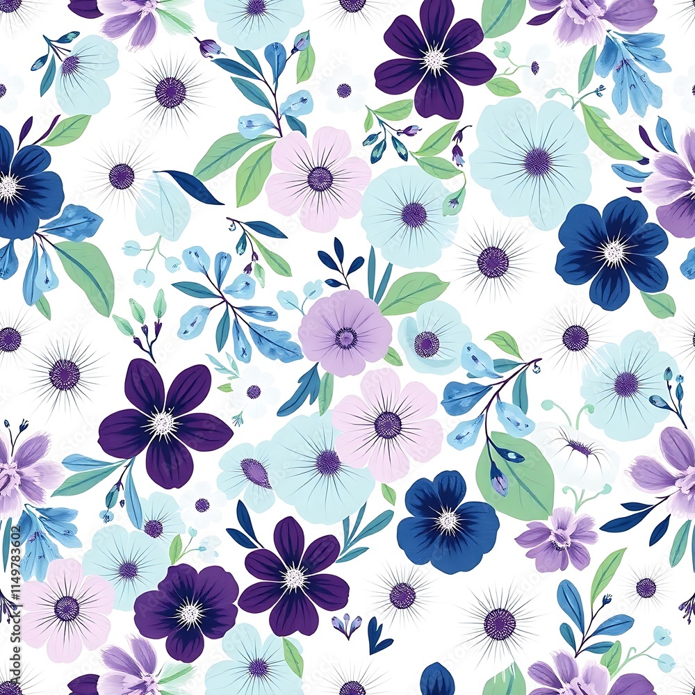 Obraz premium Floral Dream in Purple and Blue Hues 