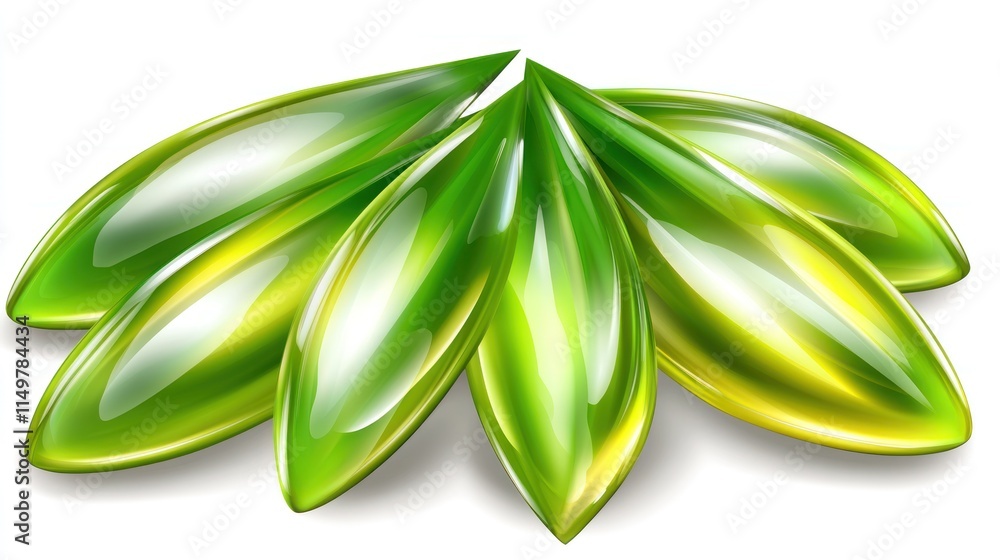 Fototapeta premium Green glossy leaf-shaped capsules.