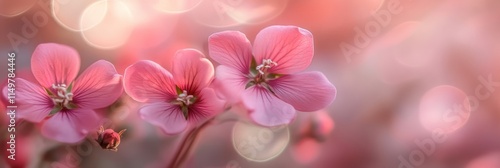Delicate Pink Flowers Bloom Softly In Sunlight