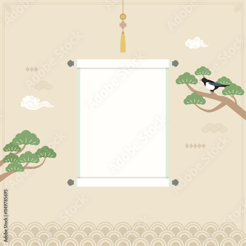 Vector illustration of Korean traditional background.