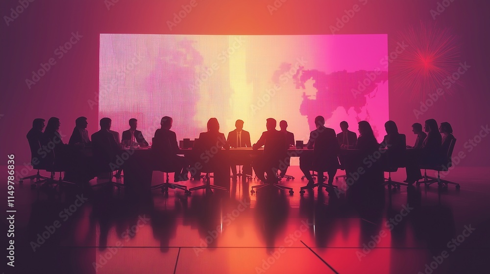 A large meeting room filled with business professionals analyzing economic graphs. The group collaborates in a modern environment, financial strategies and market analysis. business and corporate A large meeting room filled with business professionals analyzing economic graphs. The group collaborates in a modern environment, financial strategies and market analysis. business and corporate