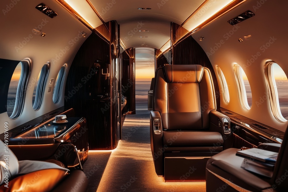 Fototapeta premium Illustration of a Lavish Aircraft Cabin Design