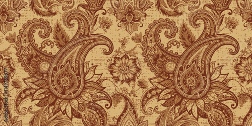 Intricate paisley pattern design in warm earthy tones.