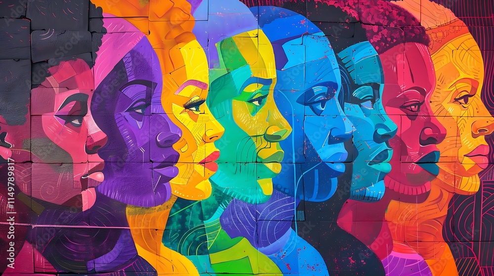 Brightly colored ethnic diversity outlines, showcasing unity. Brightly colored ethnic diversity outlines, showcasing unity.