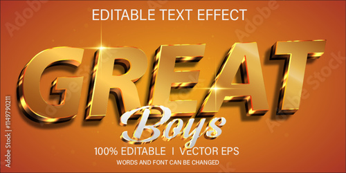 great boys vector text effect with modern style design