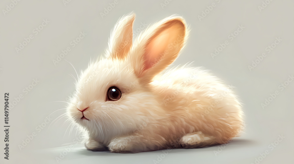 Sweet Innocence: A charming and adorable white bunny with big brown eyes, captured in a soft, dreamy light, evokes feelings of purity, gentleness, and wonder. Sweet Innocence: A charming and adorable white bunny with big brown eyes, captured in a soft, dreamy light, evokes feelings of purity, gentleness, and wonder.