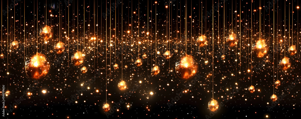 Naklejka premium A mesmerizing display of glowing orbs suspended against a dark backdrop.