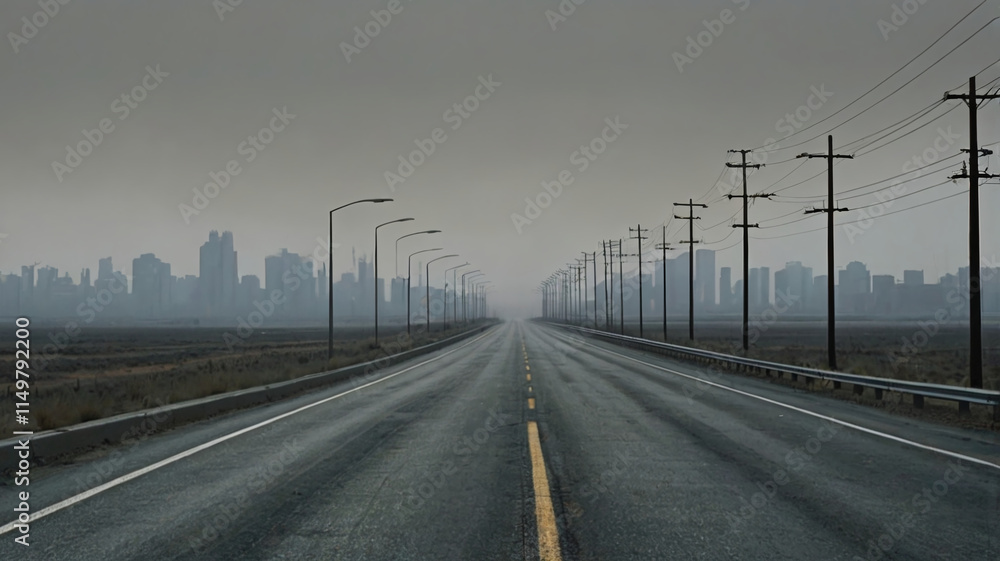 Fototapeta premium Deserted Highway in Smog