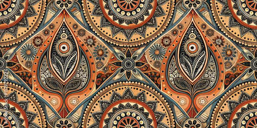Intricate mandala pattern in warm colors, showcasing artistic flair and detail.