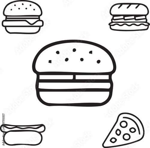 Fast food,Fried chicken,Beverage,Street food vector design icon symbol set