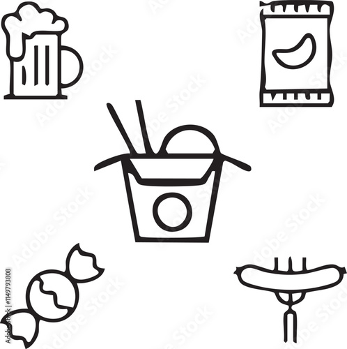 Fast food,Fried chicken,Beverage,Street food vector design icon symbol set