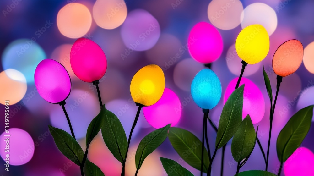 Bunch of colorful eggs are arranged in a row, with some of them being blue and others being yellow. Scene is cheerful and festive, as the eggs are often associated with Easter celebrations Bunch of colorful eggs are arranged in a row, with some of them being blue and others being yellow. Scene is cheerful and festive, as the eggs are often associated with Easter celebrations