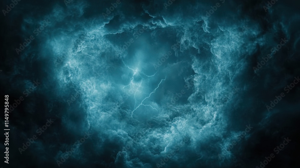 Lightning strikes amidst dark stormy sky over dramatic nature landscape captured in atmospheric viewpoint Lightning strikes amidst dark stormy sky over dramatic nature landscape captured in atmospheric viewpoint