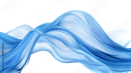 Abstract blue wavy texture design with soft undulating surfaces, offering a serene and modern artistic effect. Isolated on white background