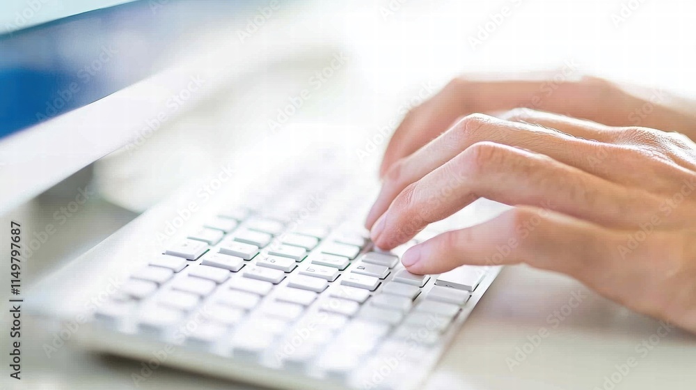 Close-Up of Fingers Typing on a Luminous Keyboard Close-Up of Fingers Typing on a Luminous Keyboard